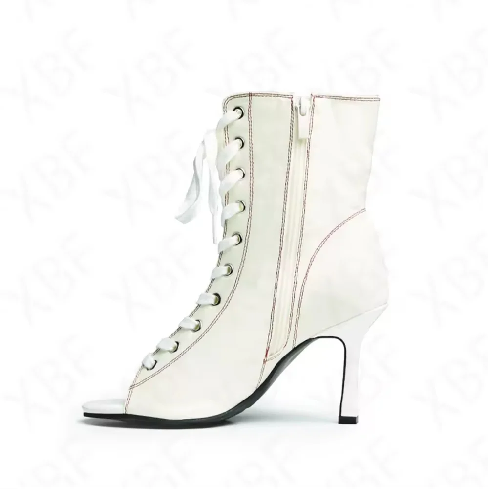 Red Lace-Up Women's Shoes - Picture 6 of 13